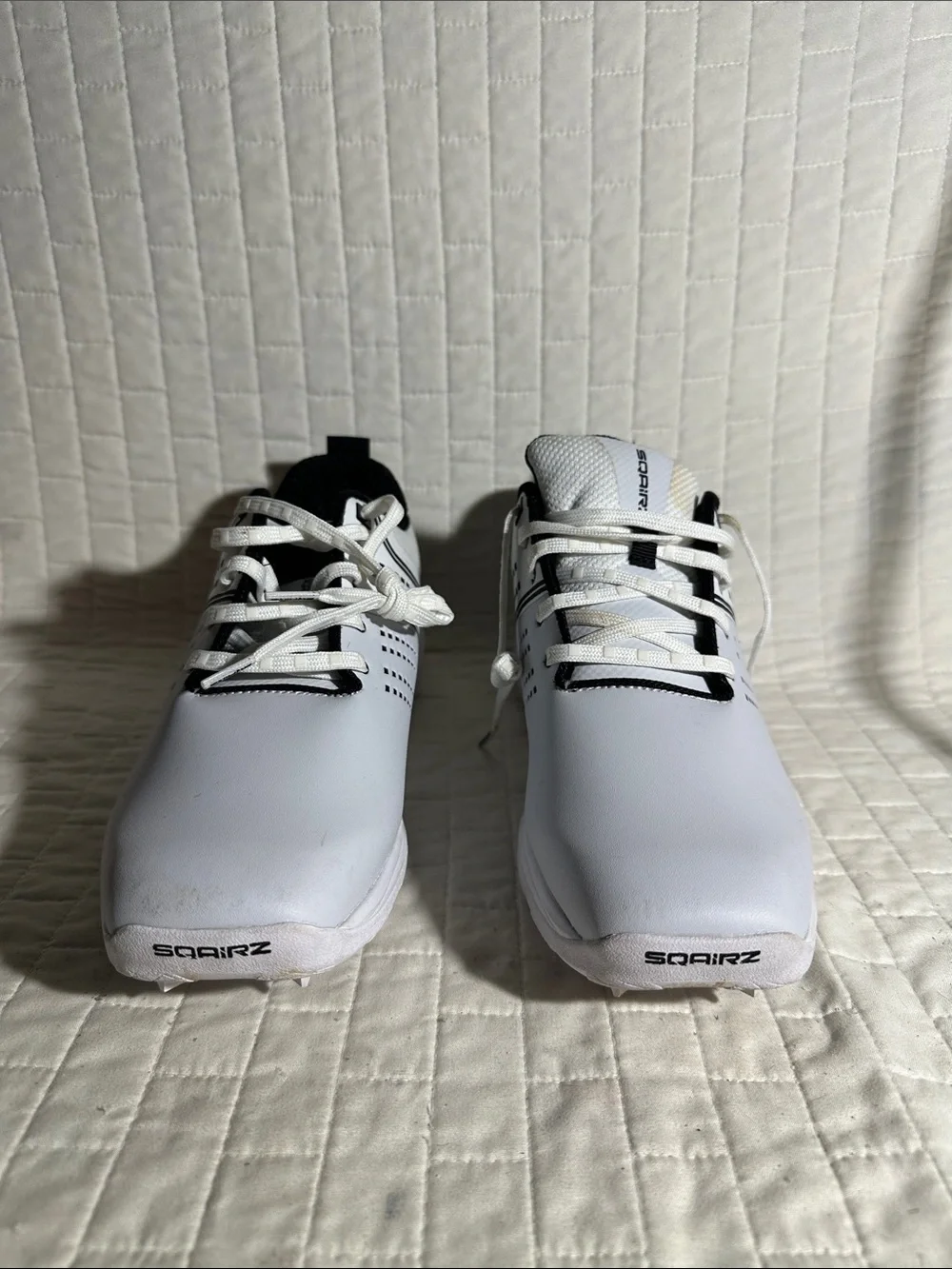 Men's White and Black Molded Baseball Softball Cleats - Lightweight Comfort